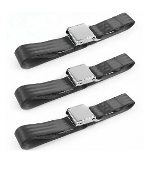 Airplane 3 Point Charcoal Retractable Bucket Seat Belt Kit with Bracketry for 1946-1968 Ford Anglia - 2 Belts