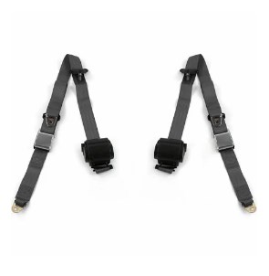 Airplane 3 Point Charcoal Retractable Bucket Seat Belt Kit with Bracketry for 1933-1934 Early Cars - 2 Belts