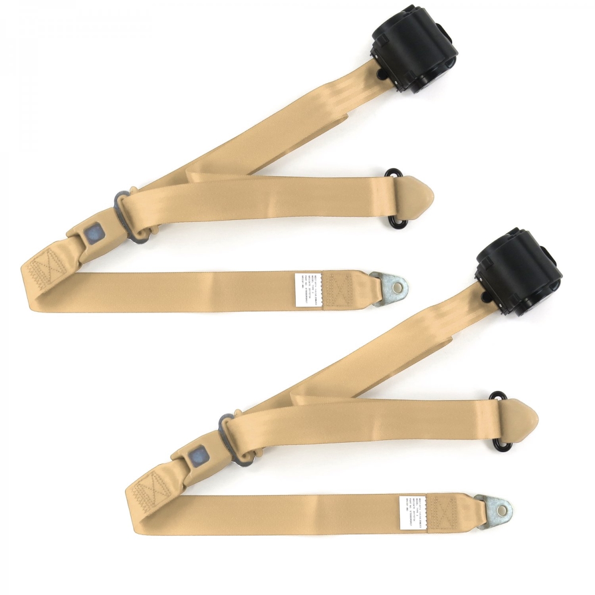 669135 Standard 3 Point Tan Retractable Bucket Seat Belt Kit for 1963-1966 Chevy Truck - 2 Belts