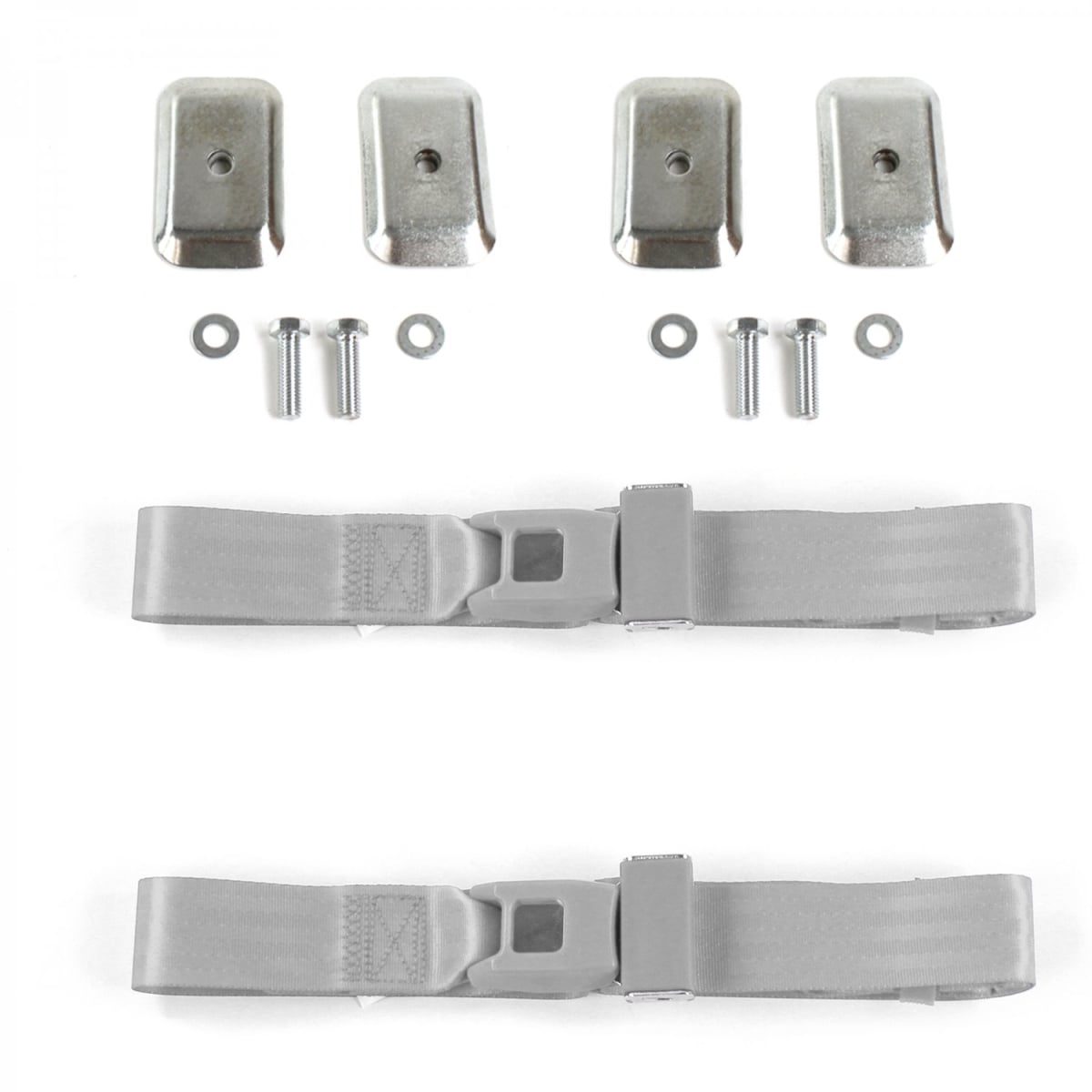 689867 Standard 2 Point Gray Lap Bucket Seat Belt Kit with Bracketry for 1941-1946 Chevy Truck - 2 Belts