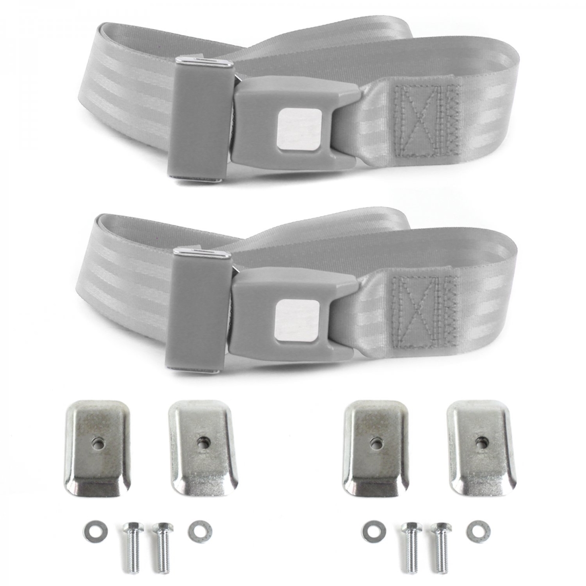 Standard 2 Point Gray Lap Bucket Seat Belt Kit with Bracketry for 1959-1960 Chevy Impala - 2 Belts