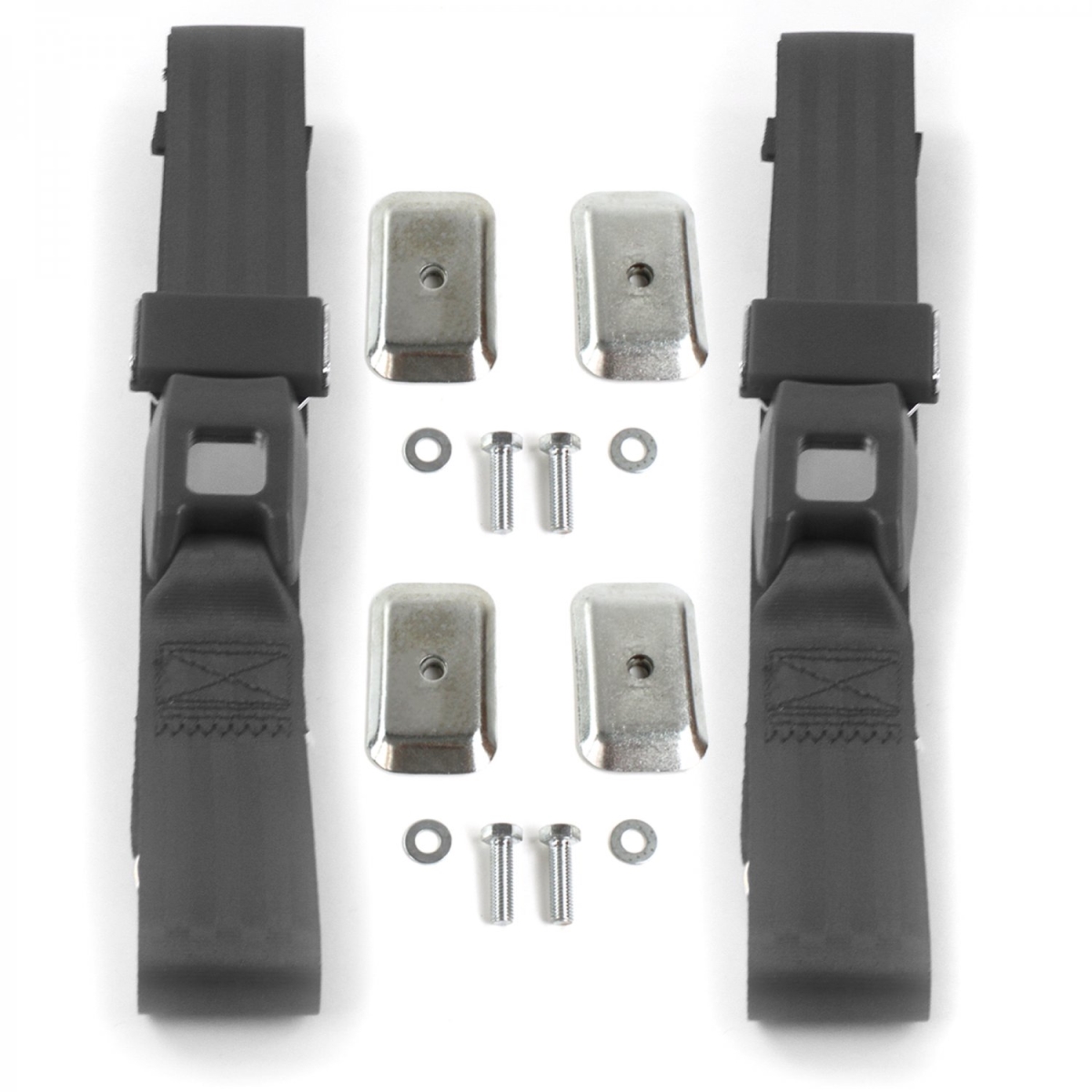 Standard 2 Point Charcoal Lap Bucket Seat Belt Kit with Bracketry for VW Type 3 Squareback - 2 Belts