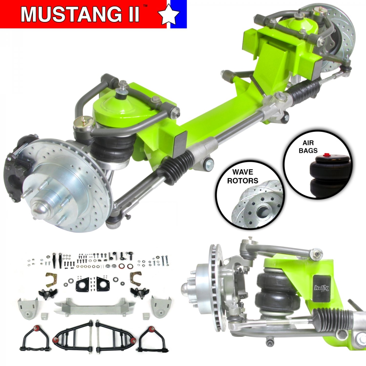 IFS AirBag 2 in. Drop 5 x 4.5 Manual Left Hand Drive Rack Without Crossmember for 1933-1936 Willys Car Mustang II