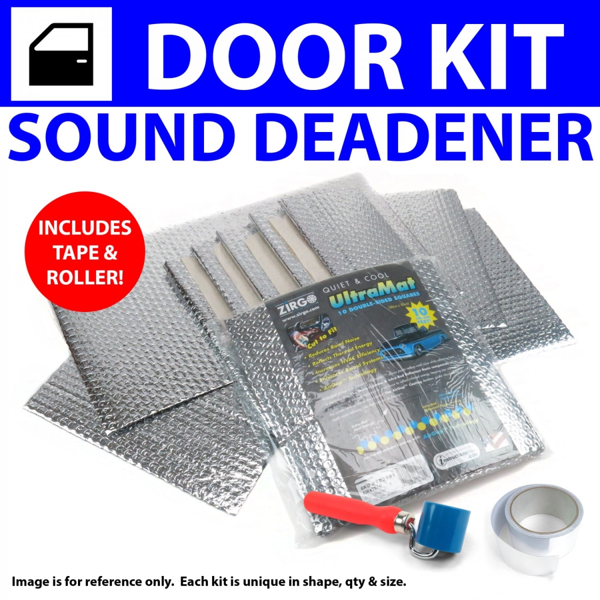 Heat & Sound Deadener for 1982-1994 Chevy Cavalier 4 Door Kit with Tape & Roller