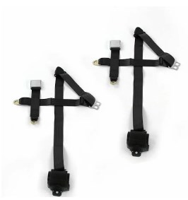 Airplane 3 Point Burgundy Retractable Bucket Seat Belt Kit with Bracketry for 1960-1962 Chevy Truck - 2 Belts