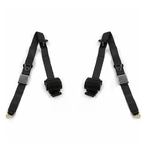 Airplane 3 Point Burgundy Retractable Bucket Seat Belt Kit with Bracketry for 1941-1948 Early Cars - 2 Belts
