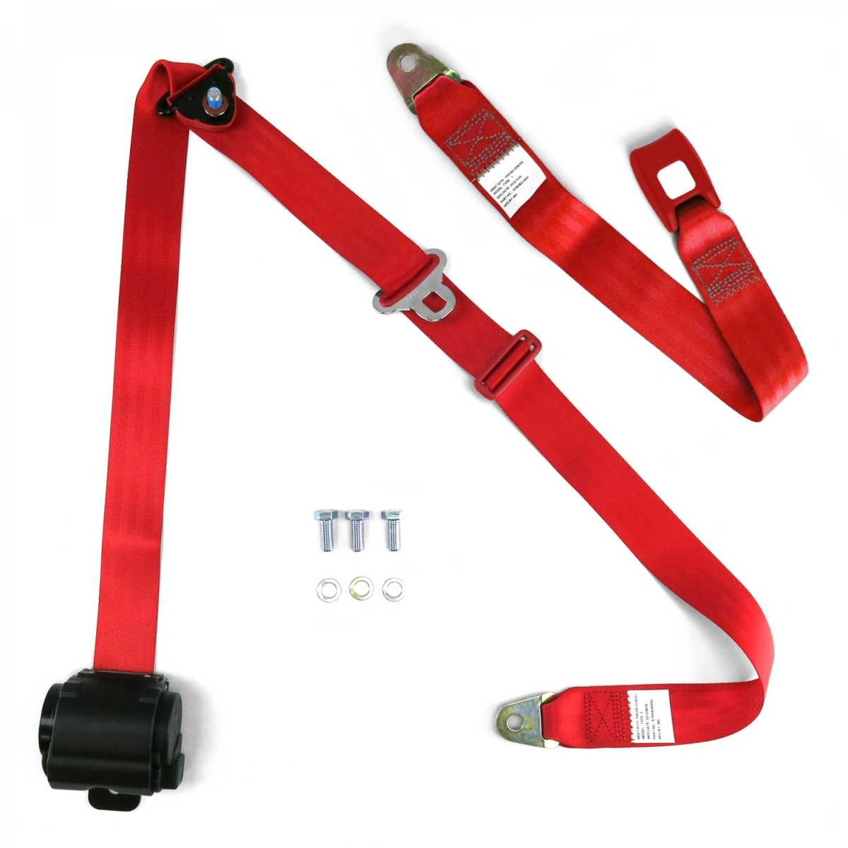 166 in. 3 Point Retractable Red Safety Seat Belt with Standard Push Button Bench