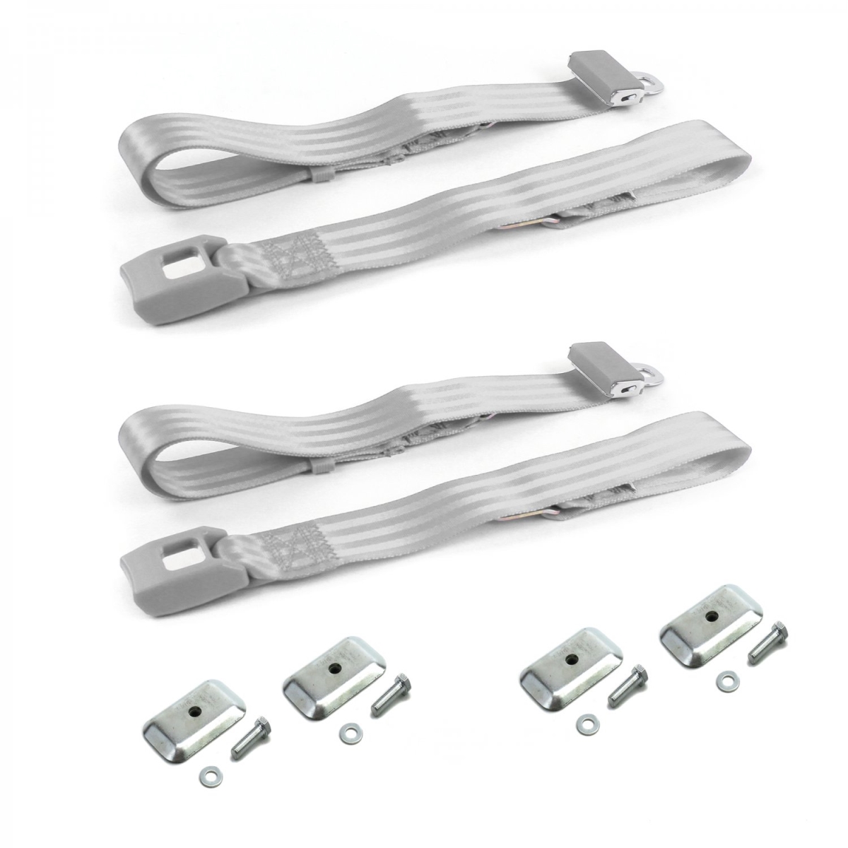 689914 Standard 2 Point Gray Lap Bucket Seat Belt Kit with Bracketry for 1973-1991 Chevy FS Blazer - 2 Belts