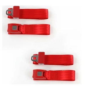 690687 Standard 2 Point Burgundy Lap Bucket Seat Belt Kit with Bracketry for 1935-1940 Early Cars - 2 Belts