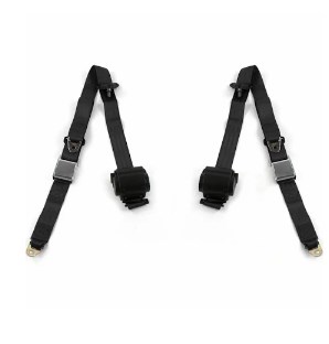 Airplane 2 Point Black Lap Bucket Seat Belt Kit with Bracketry for 1975-1982 Triumph TR7, 8 - 2 Belts