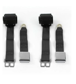 Airplane 2 Point Black Lap Bucket Seat Belt Kit with Bracketry for 1941-1948 Ford - 2 Belts