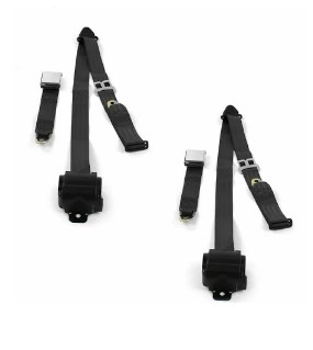 690901 Airplane 2 Point Black Lap Bucket Seat Belt Kit with Bracketry for 1977-1979 Ford Thunderbird - 2 Belts