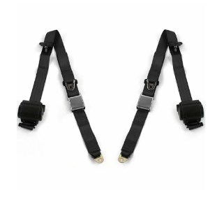 690932 Airplane 2 Point Black Lap Bucket Seat Belt Kit with Bracketry for 1948-1967 Frazer Nash - 2 Belts