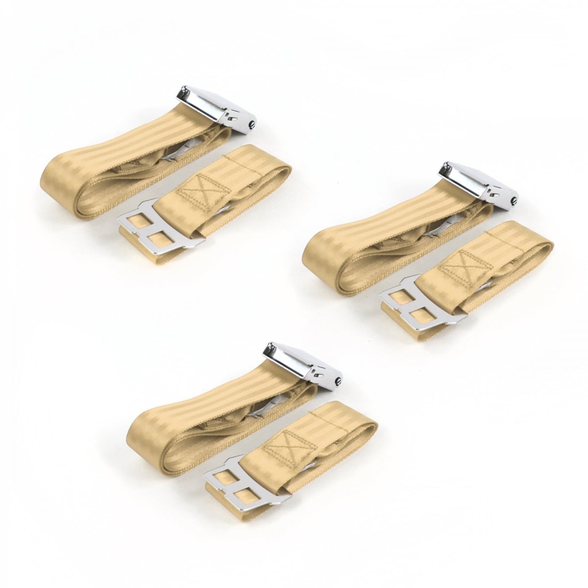 Airplane 2 Point Tan Lap Bench Seat Belt Kit for 1957-1959 Ford - 3 Belts