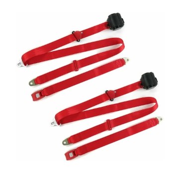 Standard 3 Point Red Retractable Bucket Seat Belt Kit with Bracketry for 1973-1991 Chevy FS Blazer - 2 Belts