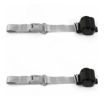 697201 Standard 3 Point Gray Retractable Bucket Seat Belt Kit with Bracketry for 1974-1978 Ford Mustang - 2 Belts