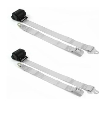 Standard 3 Point Gray Retractable Bucket Seat Belt Kit with Bracketry for 1972-1980 Chevy LUV Truck - 2 Belts