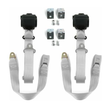 697429 Standard 3 Point Gray Retractable Bucket Seat Belt Kit with Bracketry for 1954-1956 Buick Roadmaster - 2 Belts