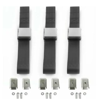 697464 Standard 3 Point Charcoal Retractable Bucket Seat Belt Kit with Bracketry for 1960-1969 Chevy Corvair - 2 Belts