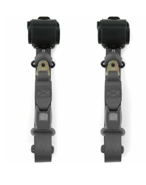 697557 Standard 3 Point Charcoal Retractable Bucket Seat Belt Kit with Bracketry for 1960-1962 Chevy Truck - 2 Belts