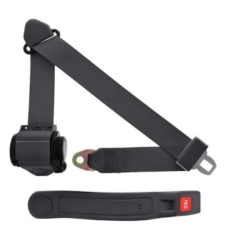 Standard 3 Point Charcoal Retractable Bucket Seat Belt Kit with Bracketry for 1975-1991 Ford Van - 2 Belts