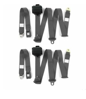 Standard 3 Point Charcoal Retractable Bucket Seat Belt Kit with Bracketry for 1966-1967 Ford Fairlane - 2 Belts