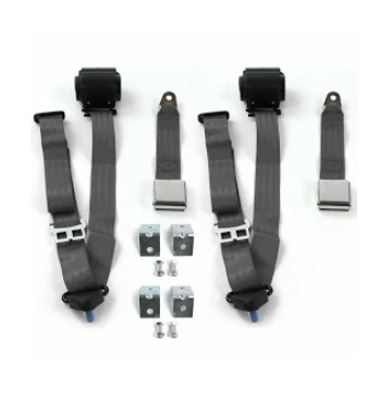 697668 Standard 3 Point Charcoal Retractable Bucket Seat Belt Kit with Bracketry for 1964-1969 Ford GT40 - 2 Belts