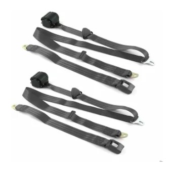 Standard 3 Point Charcoal Retractable Bucket Seat Belt Kit with Bracketry for 1982-1994 Chevy S10 Blazer - 2 Belts
