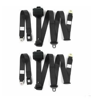 697754 Standard 3 Point Burgundy Retractable Bucket Seat Belt Kit with Bracketry for 1960-1969 Chevy Corvair - 2 Belts