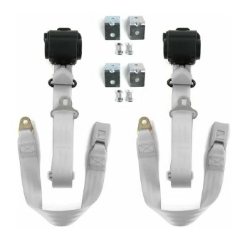 697822 Standard 3 Point Burgundy Retractable Bucket Seat Belt Kit with Bracketry for 1961-1964 Chevy Impala - 2 Belts