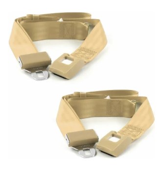 Standard 3 Point Burgundy Retractable Bucket Seat Belt Kit with Bracketry for 1953-1957 VW Type 1 Oval - 2 Belts