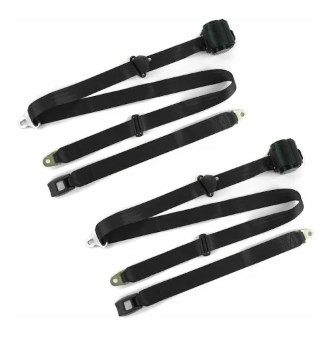 697883 Standard 3 Point Burgundy Retractable Bucket Seat Belt Kit with Bracketry for 1955-1956 Ford - 2 Belts