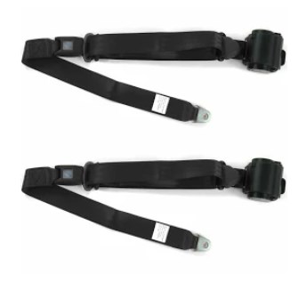 697933 Standard 3 Point Burgundy Retractable Bucket Seat Belt Kit with Bracketry for 1958 Chevy Impala - 2 Belts