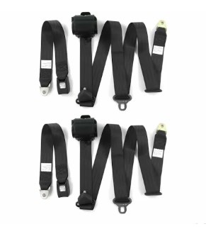 697989 Standard 3 Point Burgundy Retractable Bucket Seat Belt Kit with Bracketry for 1979-1987 AMC Eagle - 2 Belts