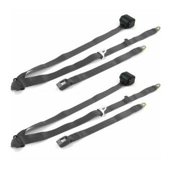 697996 Standard 3 Point Burgundy Retractable Bucket Seat Belt Kit with Bracketry for 1933-1934 Early Cars - 2 Belts