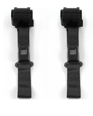698156 Airplane 3 Point Black Retractable Bucket Seat Belt Kit with Bracketry for 1962-1965 Ford Fairlane - 2 Belts