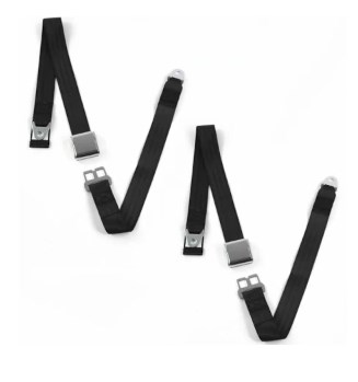 698195 Airplane 3 Point Black Retractable Bucket Seat Belt Kit with Bracketry for 1946-1968 Ford Anglia - 2 Belts