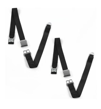 694532 Airplane 2 Point Black Retractable Bucket Seat Belt Kit with Bracketry for 1935-1941 Ford Truck - 2 Belts