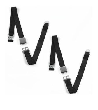 Airplane 2 Point Black Retractable Bucket Seat Belt Kit with Bracketry for 1947-1954 Chevy Truck - 2 Belts