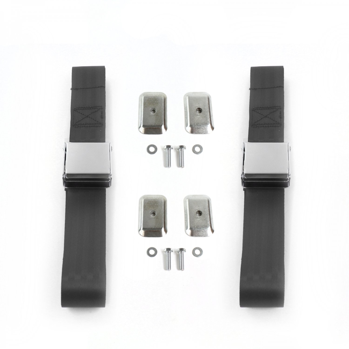 679380 Airplane 2 Point Charcoal Lap Bench Seat Belt Kit with Bracketry for 1981-1993 Chevy Truck S10 - 3 Belts