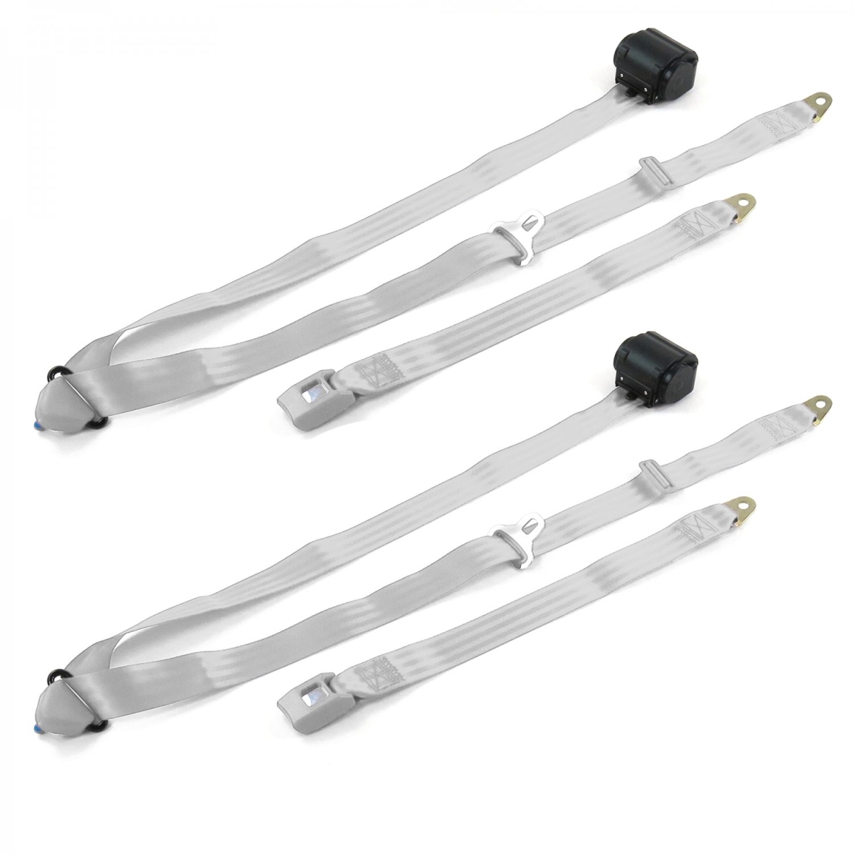 Standard 3 Point Gray Retractable Bucket Seat Belt Kit for 1958 Chevy Impala - 2 Belts