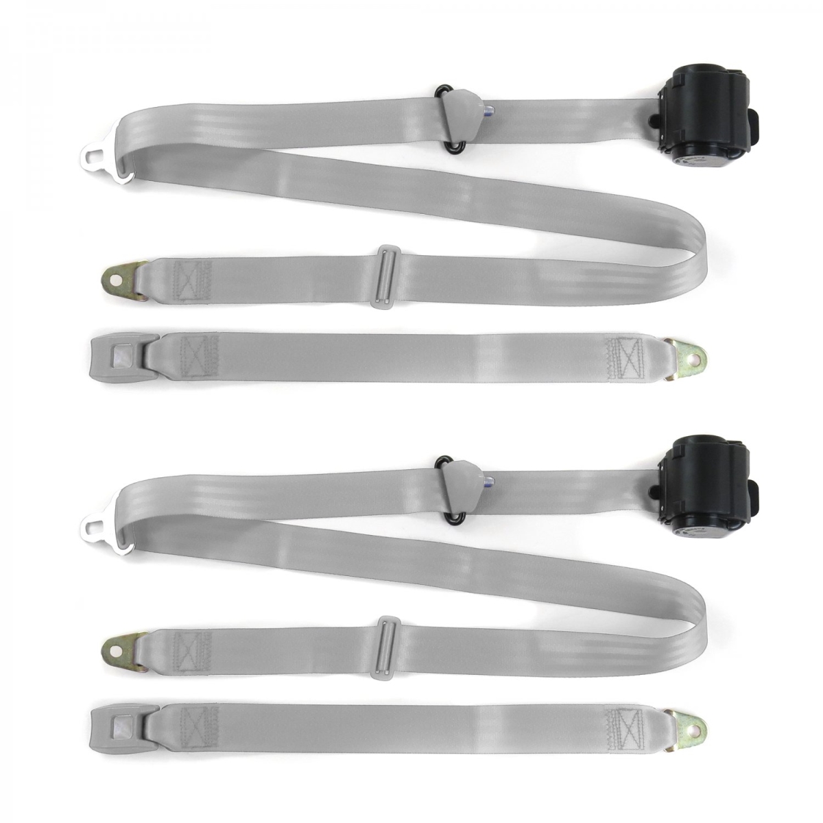 Standard 3 Point Gray Retractable Bucket Seat Belt Kit for 1968-1983 VW Type 1 - 2 Belts