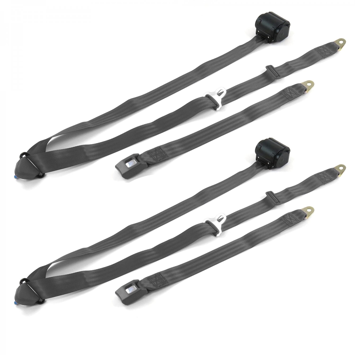 Standard 3 Point Charcoal Retractable Bucket Seat Belt Kit for 1961-1966 Ford Thunderbird - 2 Belts