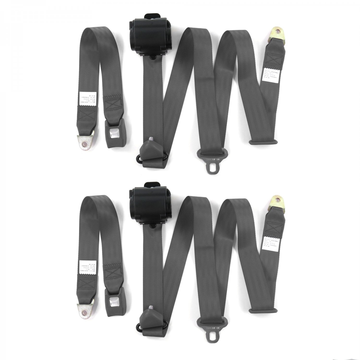 Standard 3 Point Charcoal Retractable Bucket Seat Belt Kit for 1970-1979 AMC Gremlin - 2 Belts