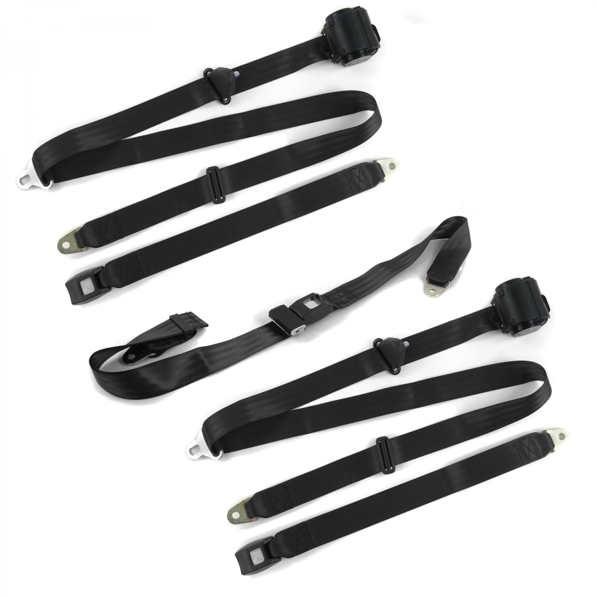 Standard 3 Point Black Retractable Bench Seat Belt Kit for 1949-1967 VW Type 2 Split - 3 Belts