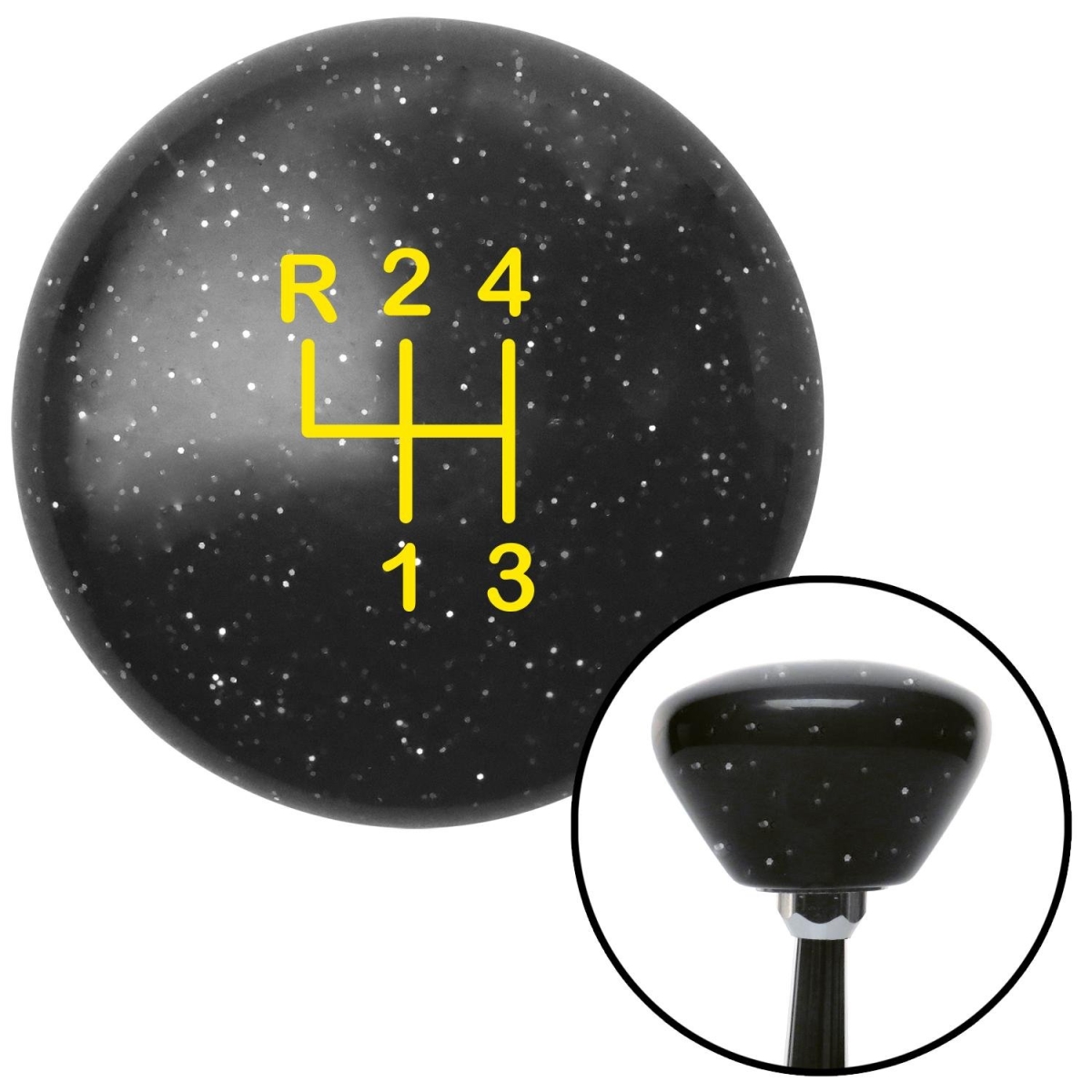 American Shifter 175501 Black Retro Metal Flake Shift Knob with M16 x 1.5 Insert (Yellow Shift Pattern 8n)