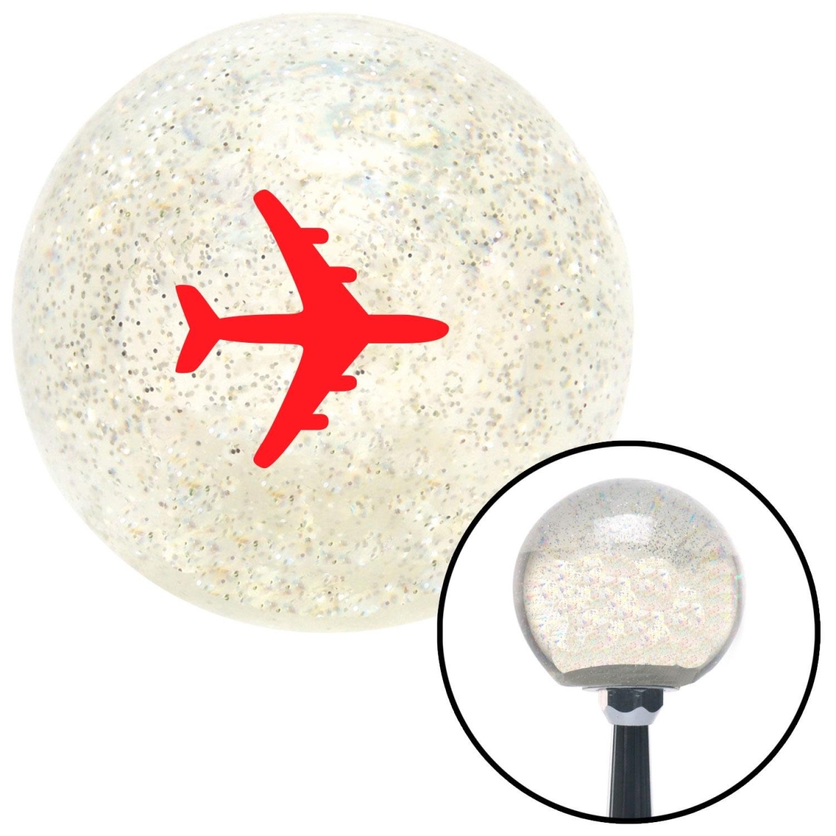 American Shifter 91713 Clear Metal Flake Shift Knob with M16 x 1.5 Insert (Red Commercial Airplane)