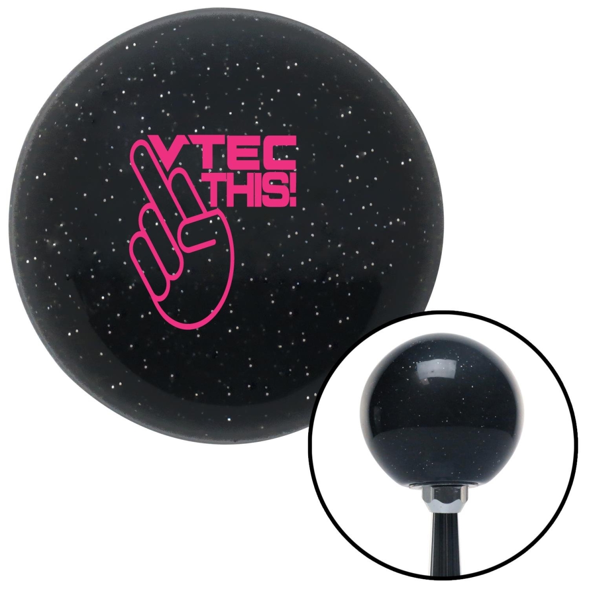 American Shifter 72067 Black Metal Flake Shift Knob with M16 x 1.5 Insert (Pink VTEC This!)