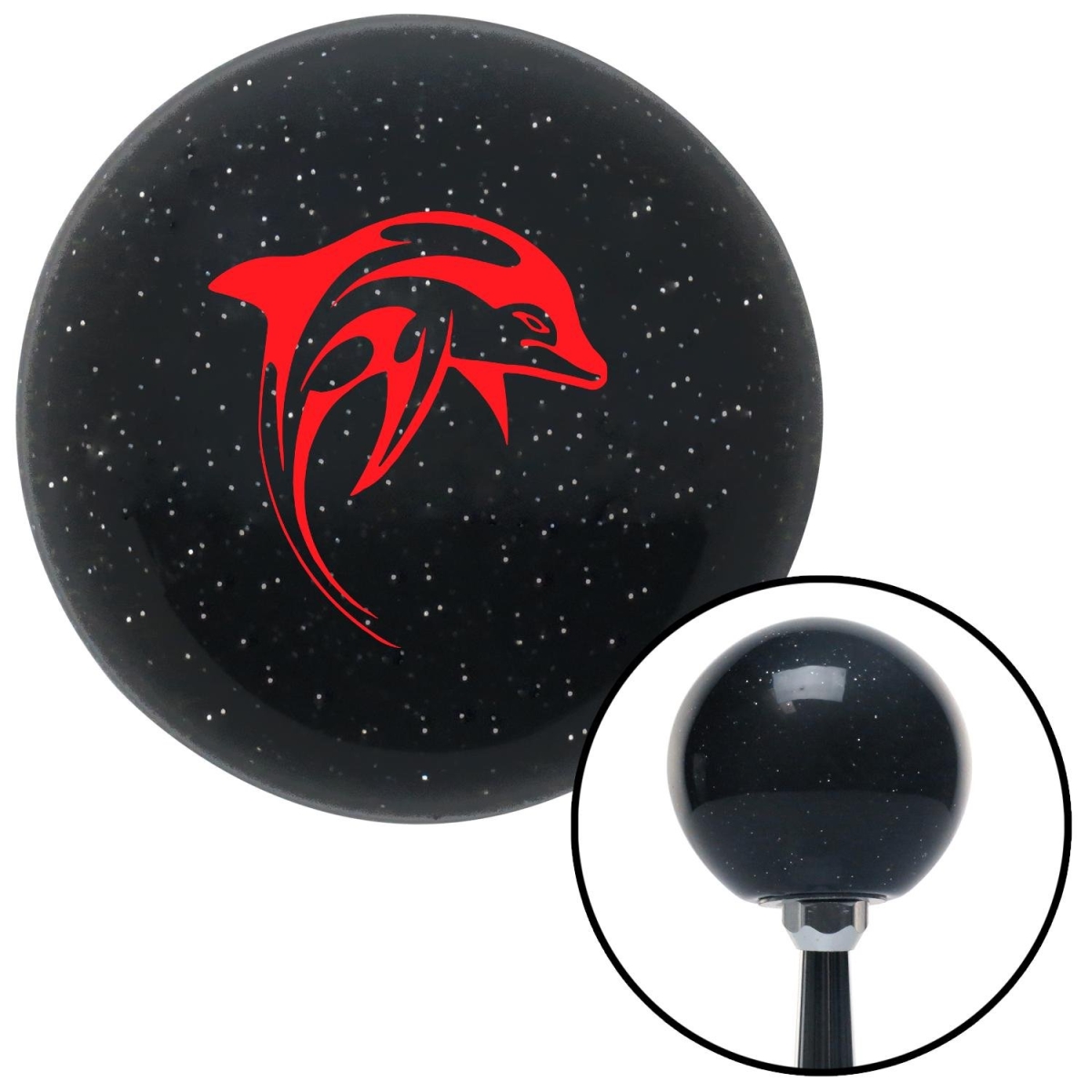 American Shifter 72151 Black Metal Flake Shift Knob with M16 x 1.5 Insert (Red Marine Dolphin #2)