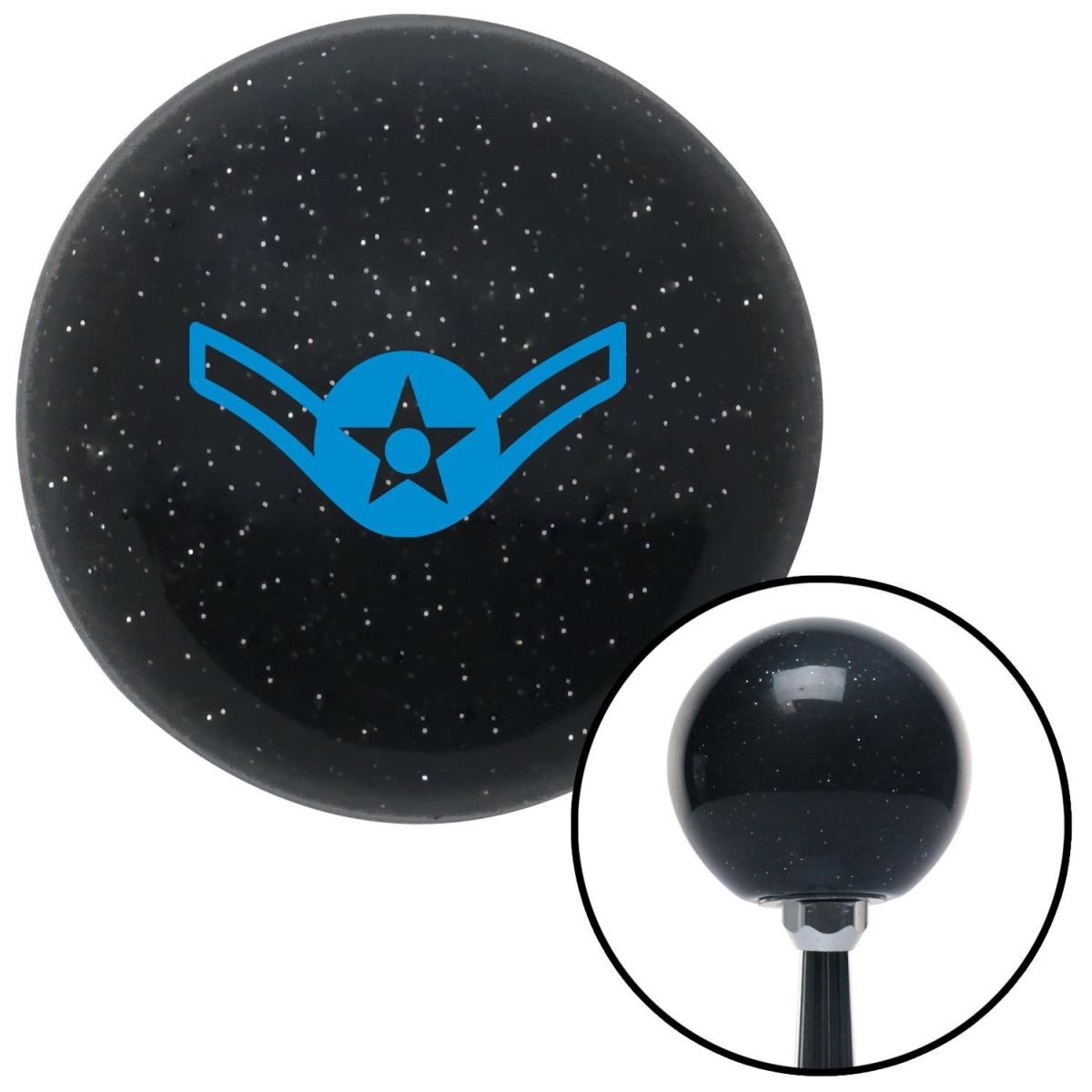 American Shifter 72235 Black Metal Flake Shift Knob with M16 x 1.5 Insert (Blue Airman)